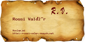 Rossi Valér névjegykártya